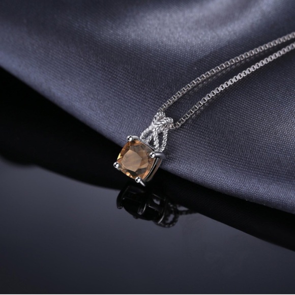 10k 925 Chocolate Diamond Quartz Pendant Necklace - Picture 3 of 11